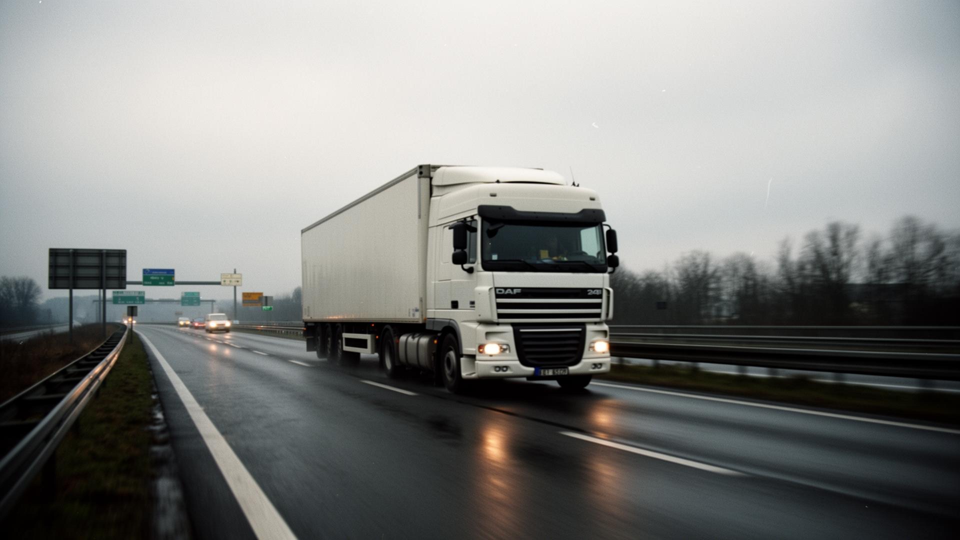 Ciężarówka na europejskiej autostradzie
